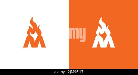 Modern and professional letter M initials Fire logo design Stock Vector