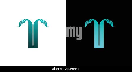 Modern and natural letter T initials logo design Stock Vector