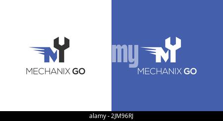 Modern and professional mechanic go logo design 9 Stock Vector
