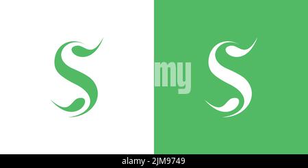 Natural and professional S leaf initials logo design Stock Vector