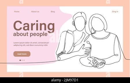 Charity and help from community of tiny volunteers. People giving care. Voluntary, sponsorship, altruism concept for banner, website design or landing web page. Vector illustration Stock Vector