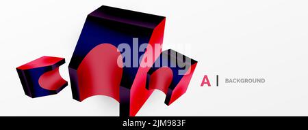 Abstract background - 3d abstract shape. Wallpaper for concept of AI technology, blockchain, communication, 5G, science, business Stock Vector