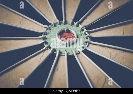 Retro Dart Board with Vintage Instagram Style Filter Stock Photo