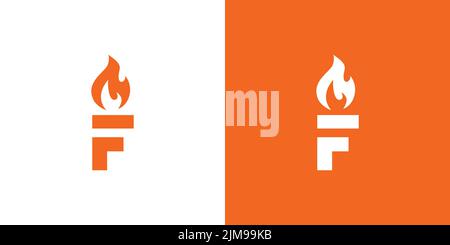 Modern and professional letter F initials fire torch logo design Stock Vector