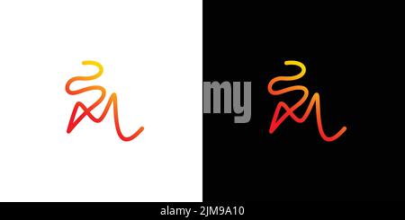 Modern and professional SM initials handwritten logo design Stock Vector
