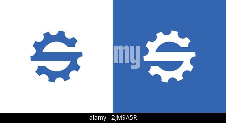 Strong and modern initial letter S gear mechanical logo design Stock Vector