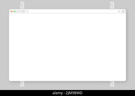Blank web browser window with toolbar and search field. Modern website, internet page in flat style. Browser mockup for computer, tablet and Stock Vector