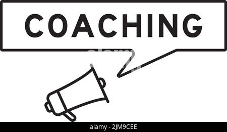 Megaphone icon with speech bubble in word coaching on white background Stock Vector