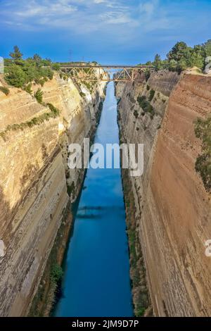 View of the Corinthian canal in Greece Stock Photo
