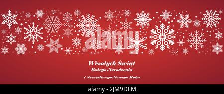 Merry Christmas and Happy New year vector greeting in Polish language. Translation: Wesolych Swiat Bozego Narodzenia is Merry Christmas. Stock Vector