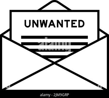 Envelope and letter sign with word unwanted as the headline Stock Vector