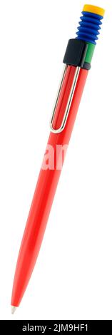 Decorative red ball-point pen isolated on white Stock Photo