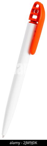 White with red ball-point pen isolated on the white Stock Photo