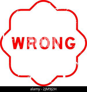 Grunge red wrong word rubber seal stamp on white background Stock Vector