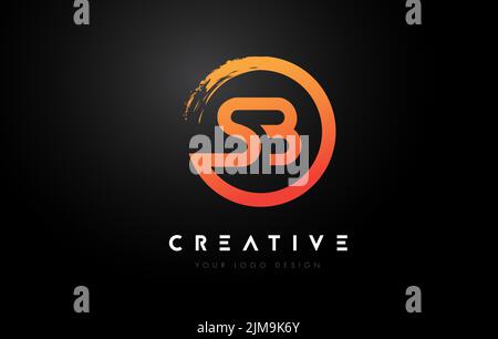 SB Circular Letter Logo with Circle Brush Design and Black Background ...