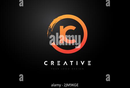 IC Circular Letter Logo with Circle Brush Design and Black Background ...