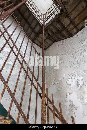 Staircase inside Trans-Allegheny Lunatic Asylum Stock Photo