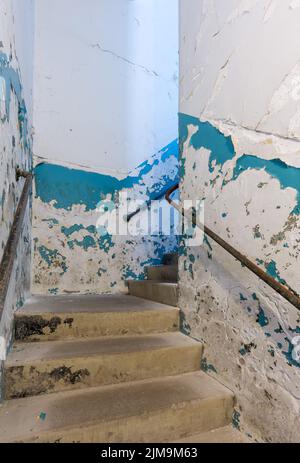 Staircase inside Trans-Allegheny Lunatic Asylum Stock Photo