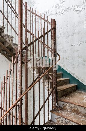 Staircase inside Trans-Allegheny Lunatic Asylum Stock Photo