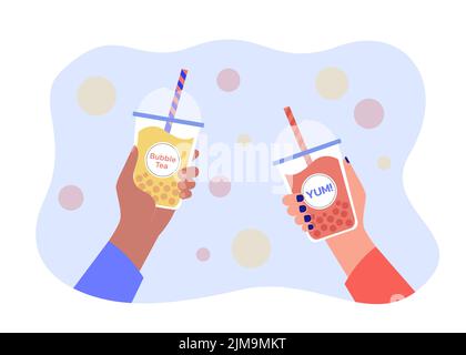 https://l450v.alamy.com/450v/2jm9mkt/human-hands-holding-plastic-cups-with-cool-bubble-tea-and-straws-persons-enjoying-asian-popular-sweet-boba-drink-delicious-and-cold-pearl-milk-bever-2jm9mkt.jpg