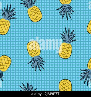 Seamless hand drawn pineapple pattern. Vector fruit background Stock Vector