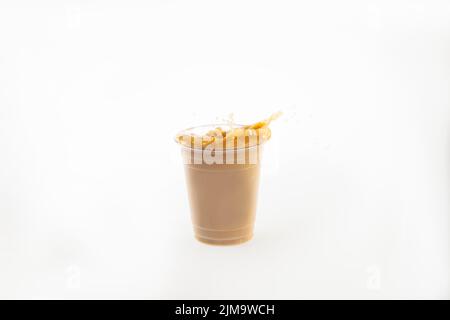 Iced mocha latte tea with splash Stock Photo