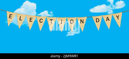Individual cloth pennants or flags with Election Day Stock Photo