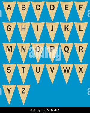 Individual cloth pennants or flags with letters Stock Photo