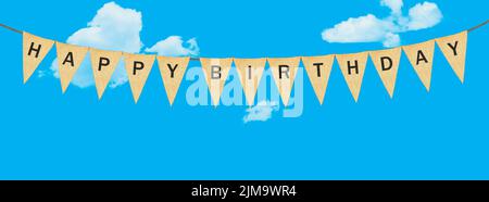 Individual cloth pennants or flags with Happy Birthday Stock Photo