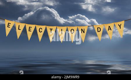 Individual cloth pennants or flags with Election Day Stock Photo