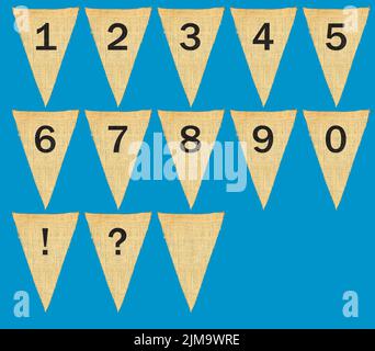 Individual cloth pennants or flags with numbers Stock Photo