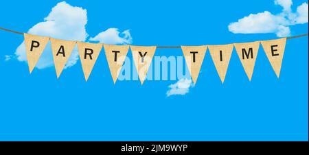 Individual cloth pennants or flags with Party Time Stock Photo