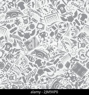 Soccer icons seamless floral background Stock Vector