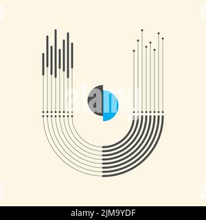 Abstract Geometric Logo. Minimal Futuristic Graphic Design. Vector Illustration Stock Vector