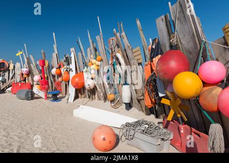 Beachcomber finds near the sea cottage on Vlieland Stock Photo