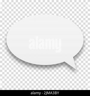 Vector white circle speech bubble sticker. Empty blank speech bubble with shadow on transparent background. Stock Vector