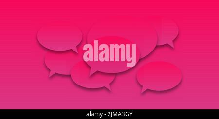 Vector pink or purple gradient sticker set with speech bubbles. Colorful empty blank speech bubbles with shadow on pink or purple background. Stock Vector
