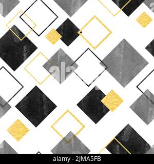 Seamless abstract trendy pattern with squares. Geometric background. Stock Vector