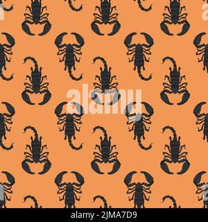 Seamless vector pattern with a hand drawn scorpion Stock Vector
