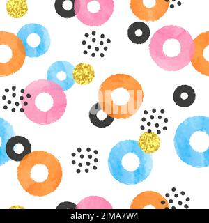 Abstract celebration background with colorful watercolor circles. Seamless dots pattern Stock Vector