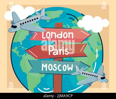 Airplanes flying around the earth Stock Vector Image & Art - Alamy