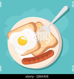 egg fried with breads Stock Vector
