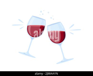 Red and White Wine Glasses Clink Icon Isolated, Cheers Stock Vector by  ©VovanIvan 183833540