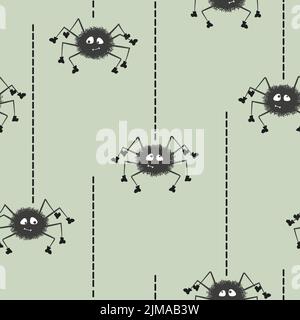 Seamless cute spiders pattern. Halloween vector illustration. Stock Vector