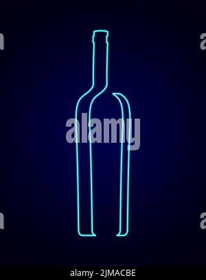Bottle of Wine logo. Logo in neon style. Stock Vector