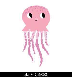 Cute vector ocean illustration with jellyfish.Underwater cartoon creatures.Marine animals.Cute childrens design for fabric, clothing,book, postcard Stock Vector