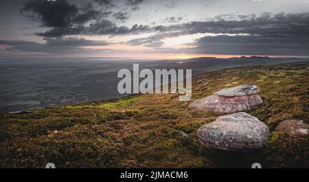 East Cairn summit pentland Hills near Edinburgh with memory stones ...