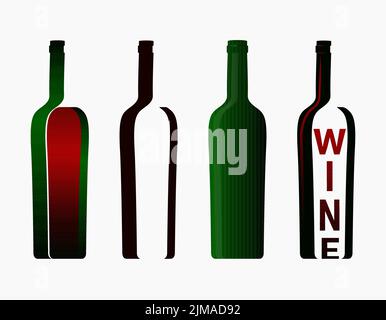 Wine logo. Collection of logos with bottles. Stock Vector