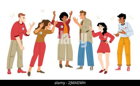 Quarrel fight of angry people group, aggressive man woman quarreling,  talking, screaming Stock Vector Image & Art - Alamy