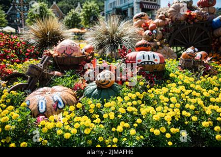 The Architecture and unidentified tourists are in Everland Resort, Yongin City, South Korea Stock Photo